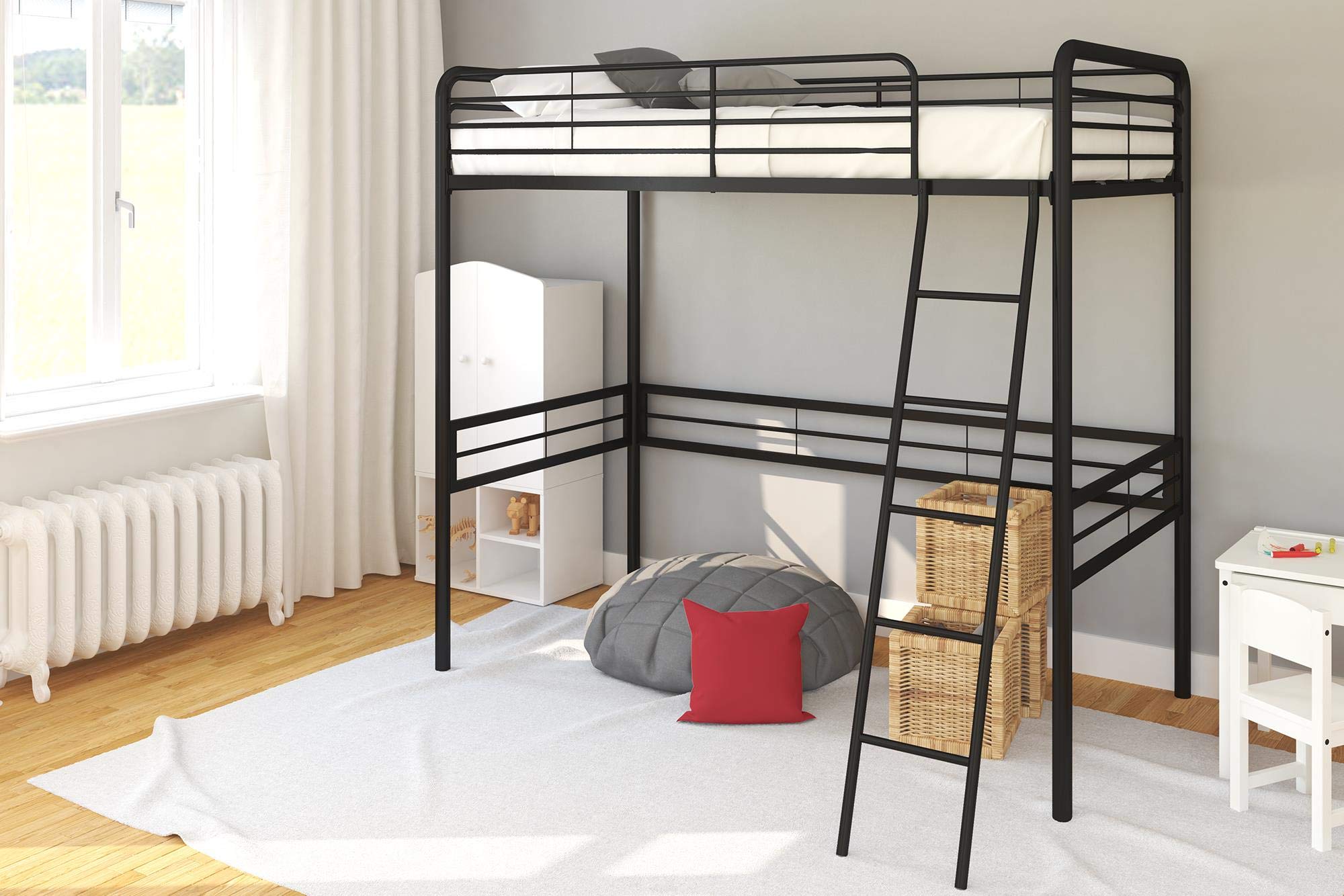 DHP Simple Metal Loft Bed Frame, Multifunctional, Twin Size, Black