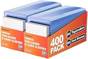 400 Card Sleeves Top Loaders for Cards, Arjiekwei 3"X4" Baseball Cards Protectors Hard Plastic, Premium Toploaders Holder for Trading Sports Football Game Card(200 Top Loaders + 200 Penny Sleeves)