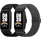 2 Pack Elastic Bands Compatible with Xiaomi Smart Band 9 Active Women Men, Soft Nylon Replacement Sport Wriststrap for Redmi Band 3