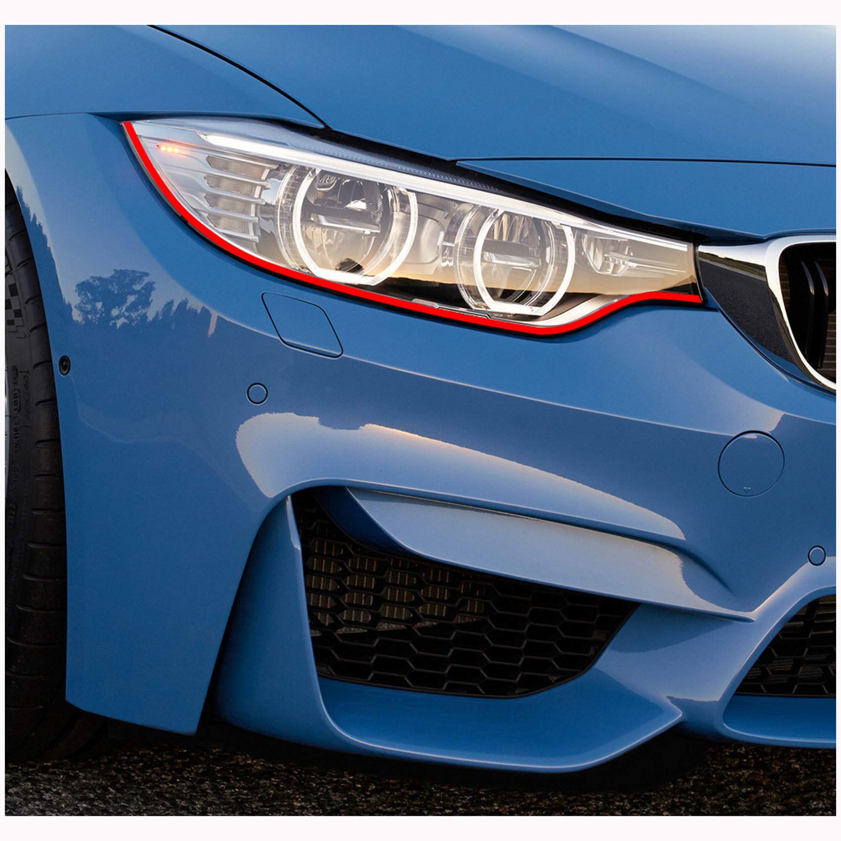 Devil Eye Style Stripe Headlight Film Decorative Strips Red Self-Adhesive