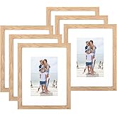 8x10 Picture Frame Set of 6, Made of Perspex Glass, Display Picture 5x7 with Mat or 8x10 without Mat, Wood Grain Photo Frame for Wall Mounting or Tabletop Display for Birthday Christmas Gifts