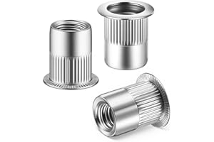 SG TZH 60Pcs Rivet Nut 1/4"-20UNC Stainless Steel 304 Flat Head Rivnut Threaded Insert Nutsert Rivet Nut, Knurled Body