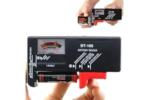 Battery Tester Digital Volt Checker Universal Battery Checker for AA AAA C D 9V 1.5V Button Cell (Black)