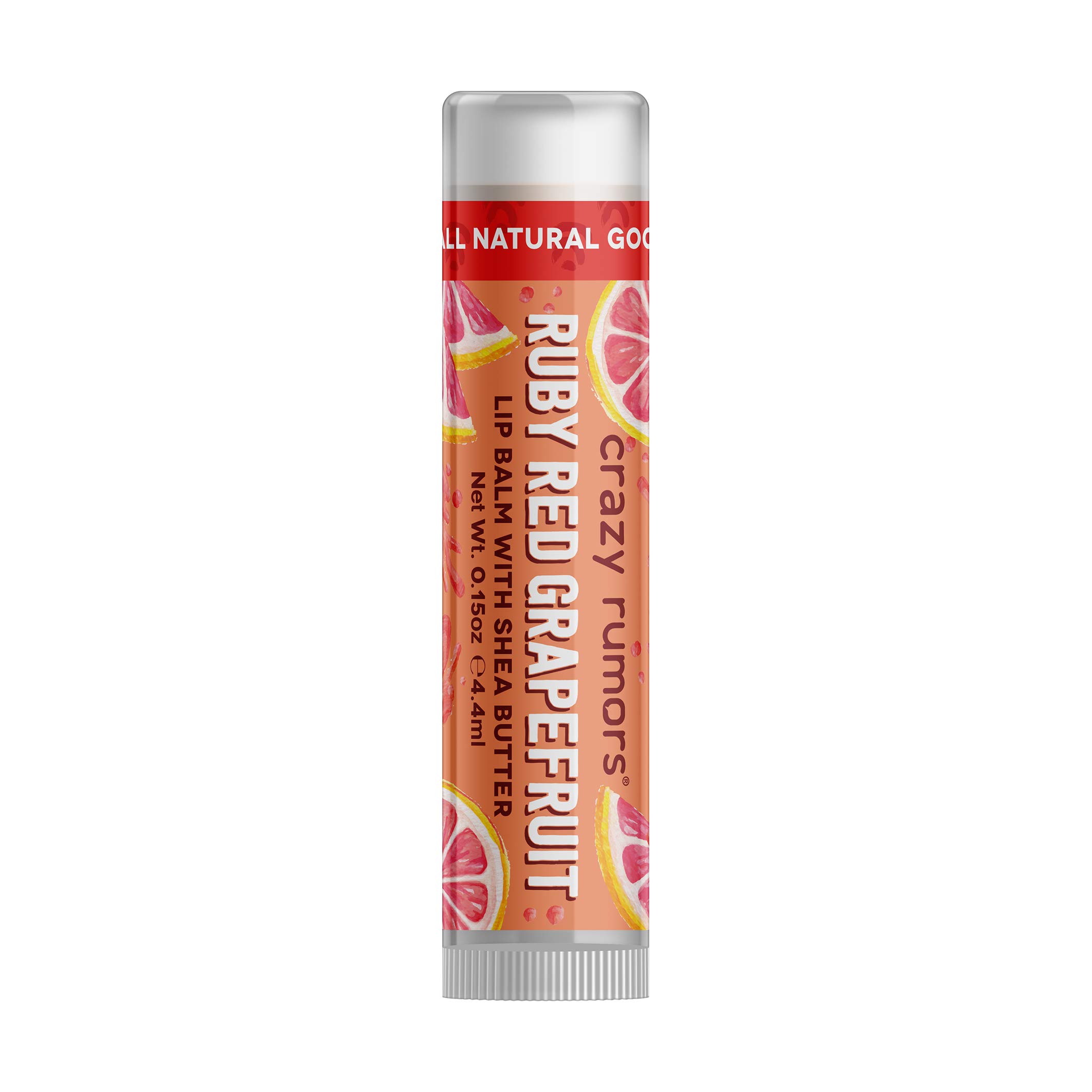 Crazy Rumors Fresh Squeezed Pink Grapefruit Soothing Lip Balm Stick for Dry Lips, 100% Natural and Vegan 4.2g