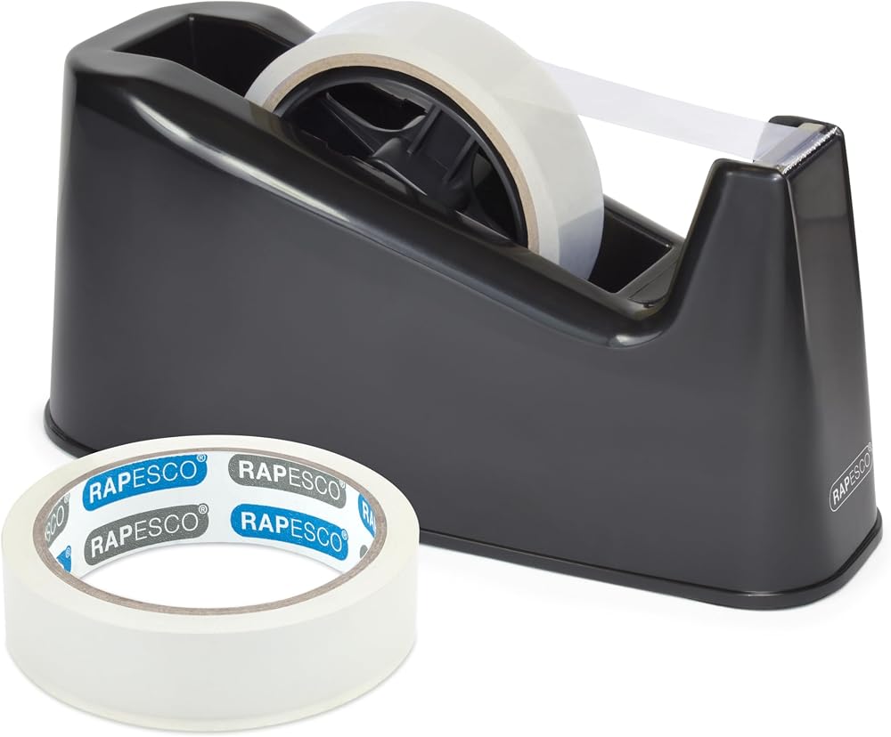 Rapesco 1540 500 Heavy Duty Tape Dispenser with 2 Rolls Black