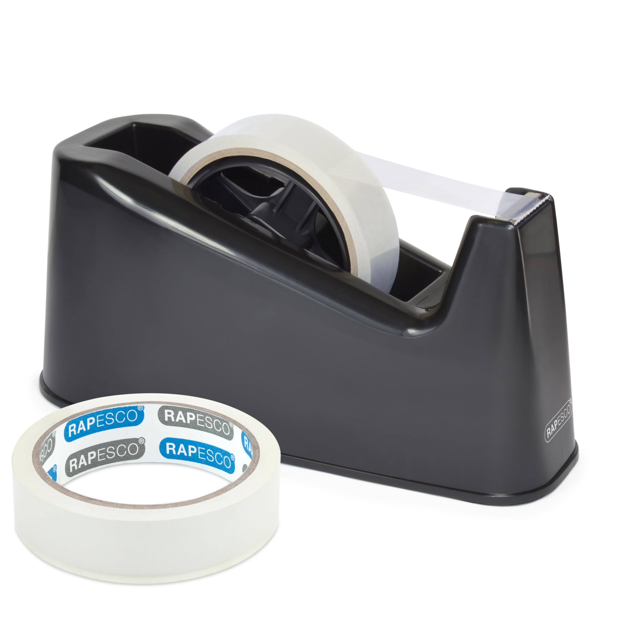 Rapesco 1540 500 Heavy Duty Tape Dispenser with 2 Tape Rolls, Black