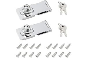 I-EASYDWW, Keyed Hasp Locks, 4 Inch, 2 Pack, Twist Knob Keyed Locking Hasp, Cabinet locks, Cabinet locks with keys, for Drawer, Cabinets and More, Zinc alloy with iron chrome plating, Silver