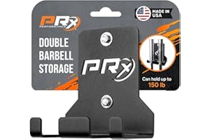 PRx Performance Wall-Mounted Barbell Storage Rack - Space-Saving 2-Bar Holder for Home & Commercial Gym, American-Made, Durable Fitness Equipment, Ideal for Workout and Garage Gym Accessory, Black