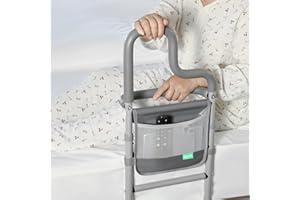 Xentrawave Dual Bar Bed Rail for Elderly Adults Safety with Storage Pocket, Bed Assist Rail for Seniors for Easily Getting in