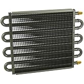 Derale Fluid Cooler, 13.5 x 10.25 x 0.75 in, Tube Type, 6 AN Male Inlet/Outlet, Aluminum/Copper, Black Powder Coat, Universal, Each