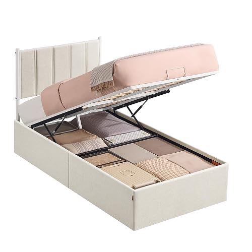 VASAGLE Lift Up Storage Bed Frame Twin Size, Hydraulic Platform Bed ...