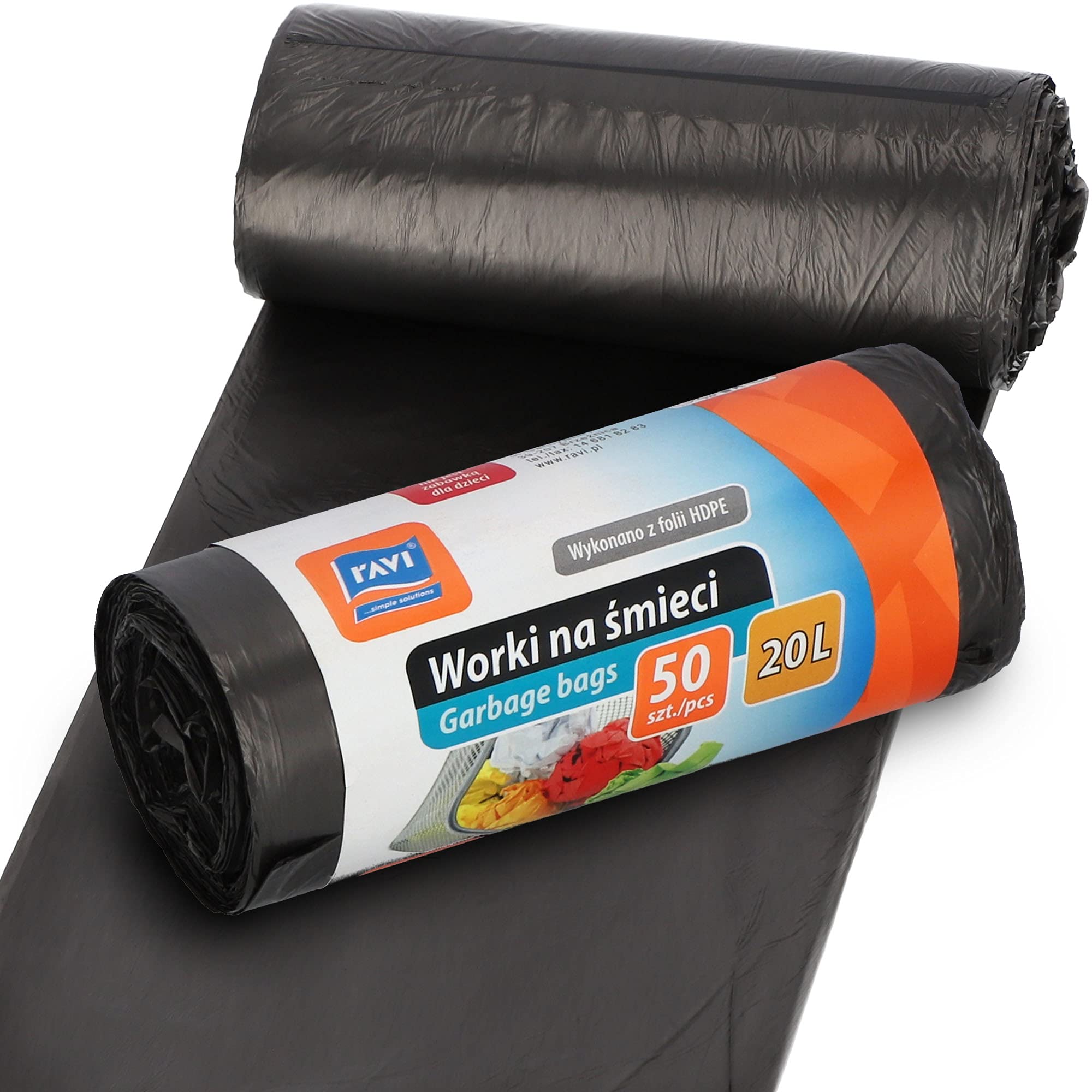 Ravi Rubbish Bags, Capacity-20 Litre Hdpe 50 Pieces, Multi Colour, One Size