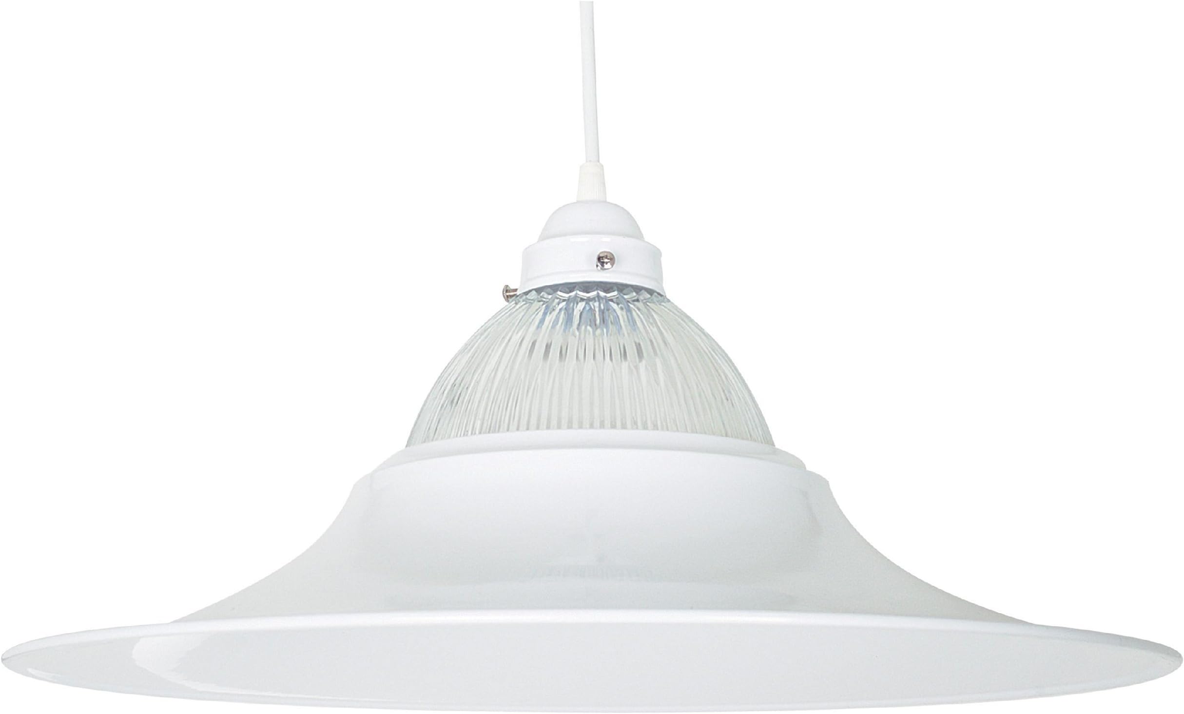 Sunset Lighting F9670-30 Pendant with Clear Prismatic Acrylic Shades, White Finish
