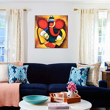 Aart Store Hindu God Ganesh Canvas Painting For Home Decor Bedroom