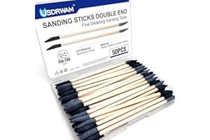 Usdrwam 50 Pcs Sanding Sticks, Double End Matchsticks Sanding Twigs, Detailing Polishing Sanding Sticks Tools for Tight Spaces Plastic Models Wood 150/280 Grit 5.5 × 0.2 Inch