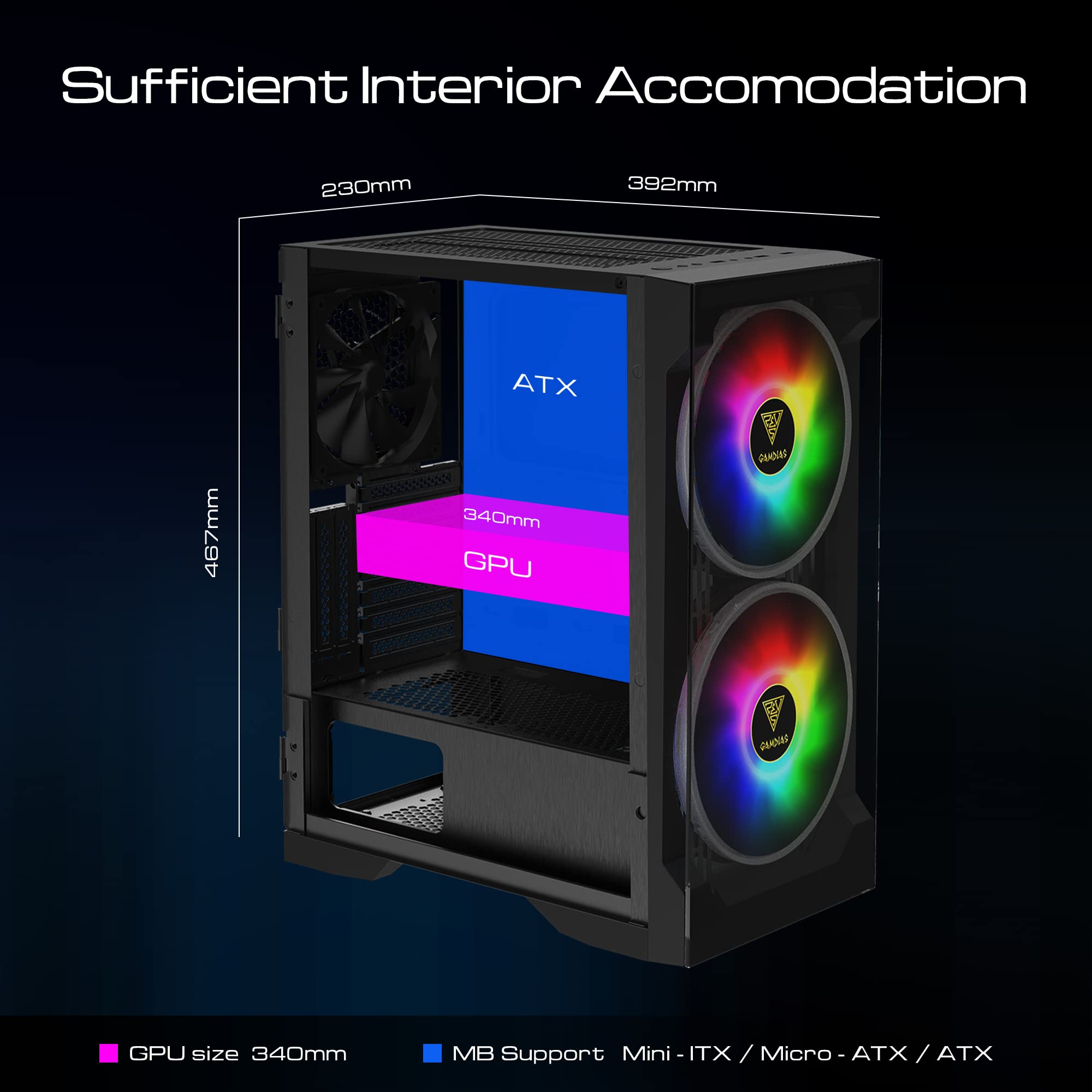 Mua GAMDIAS Apollo E2 Elite Gaming Case Mid Tower ATX 2 x 200mm ARGB ...
