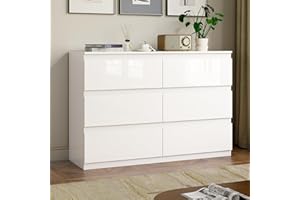 OtterOasis White Wood Dresser, 6 Drawer Dressers for Clothes Storage for Bedroom, Modern Dresser with Wide Drawers, Wide Wooden Chest Drawers for Living Room, Entryway, TV Stand(47" W x15.4 Dx32.3 H)