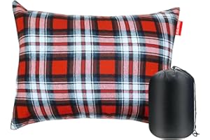 RISEPRO Outdoor Camping Pillow Lightweight, Compressible, Flannel Travel Pillow Cases, Washable Removable Pillow Cover Camping and Backpacking Red