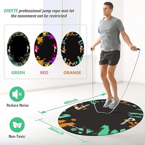 Jump Rope Mat Large Rubber Exercise Mat Rope Skipping Workout Mats for Home  Gym Flooring Non-Slip Oval Design