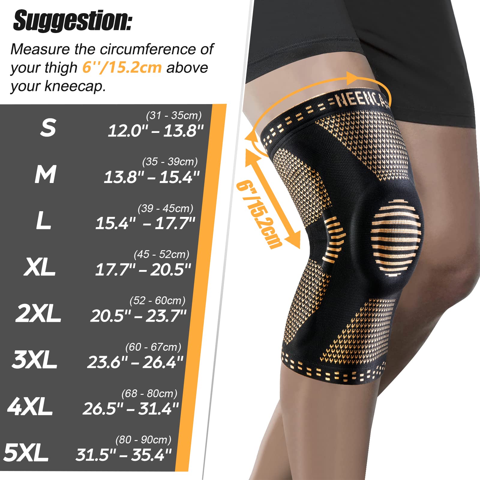 Copper Knee Braces With Strap (2 Pack) – Compression Sleeve For Pain Relief – 4XL - View #4