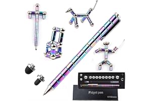 VYWmna Fidget Pen for Adults Kids,Fidget Toy Decompression Magnetic Metal Pen, Desk Toys Multifunctional Deformable Magnet Writing (Colorful)
