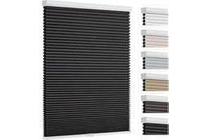 Changshade Cellular Shades Cordless Blinds Blackout for Indoor Windows, Honeycomb Blind Room Darkening Shade 1.5'' Single Cell Pleated, Easy to Install Shade Size 45" Width x 72" Height, Black