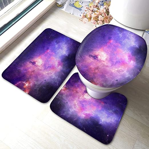 Amazon Com Julie Lee Flannel Bathroom Rug Set Luxury Non Slip Super Soft Machine Wash Ultra Thick Water Absorbent Quickly Drying Bath Rugs Glaxy Purple Bath Mats Set For Shower Home Kitchen