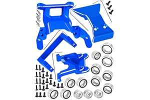 RCYouHott RC Aluminium Upgrades Part for L0S1 1/24 1/28 Micro-B(LOS00007)/Micro-T(LOS-1392) 2S 2WD,Front Bumper/Rear Wing Mount/Front Bulkhead Skid Plate/Servo Mount/Bearings Kit,Navy Blue