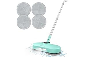 LET'STEAM Cordless Electric Mop,Dual-Motor Powerful Spin Mop with Led Headlight&Water Spray,2600mAh Battery Rechargeable Floor Scrubber with 350ml Water Tank for Floor Cleaning