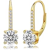 KRKC Moissanite Earrings, 1.0ct-2.0ct D Color Lab Created Diamond Earring, 14k White Gold Plated Sterling Silver Dangle Earrings S925 Leverback Drop Earring for Women Hypoallergenic Jewelry for Gifts