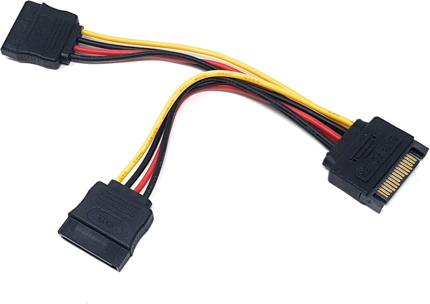 MainCore 15cm Sata Power Splitter Y Cable Adapter Sata Plug to 2x Sata Female Connectors for Connect two hard drives or Sata powered devices form one power source motherboard..etc