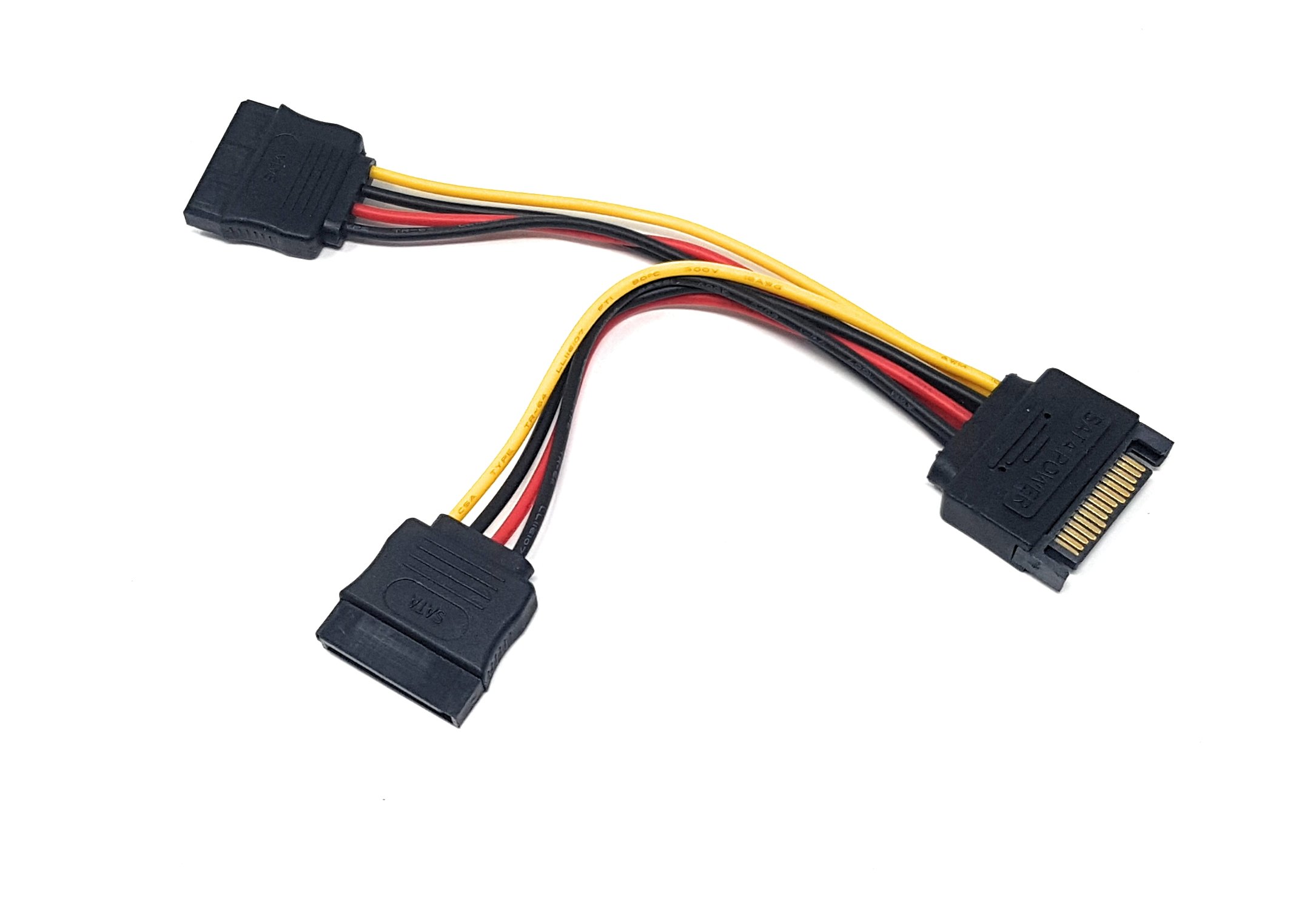 MainCore 15cm Sata Power Splitter Y Cable Adapter Sata Plug to 2x Sata Female Connectors for Connect two hard drives or Sata powered devices form one power source motherboard..etc.
