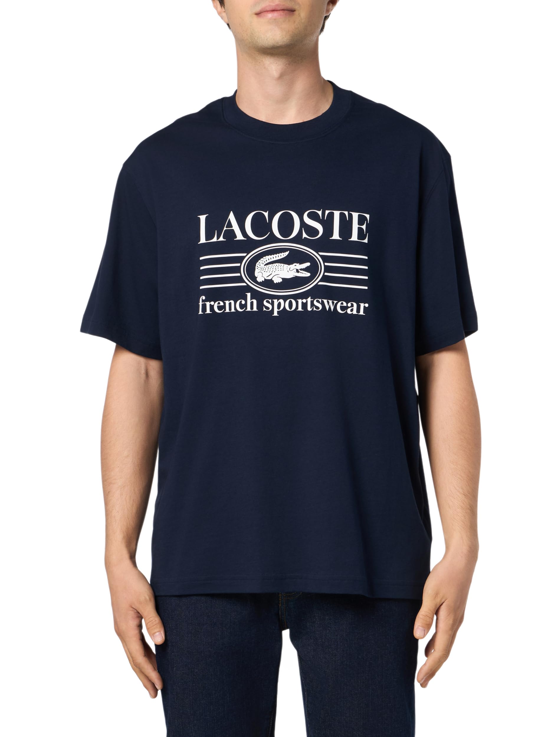 Lacoste Men’s Classic Fit French Sportswear Graphic T-Shirt, Navy Blue, Medium