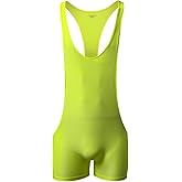 QiaTi Mens Athletic Supporters Breathable Wrestling Boxers One Piece Bodywear Jumpsuit Singlet Basic Leotard for Men