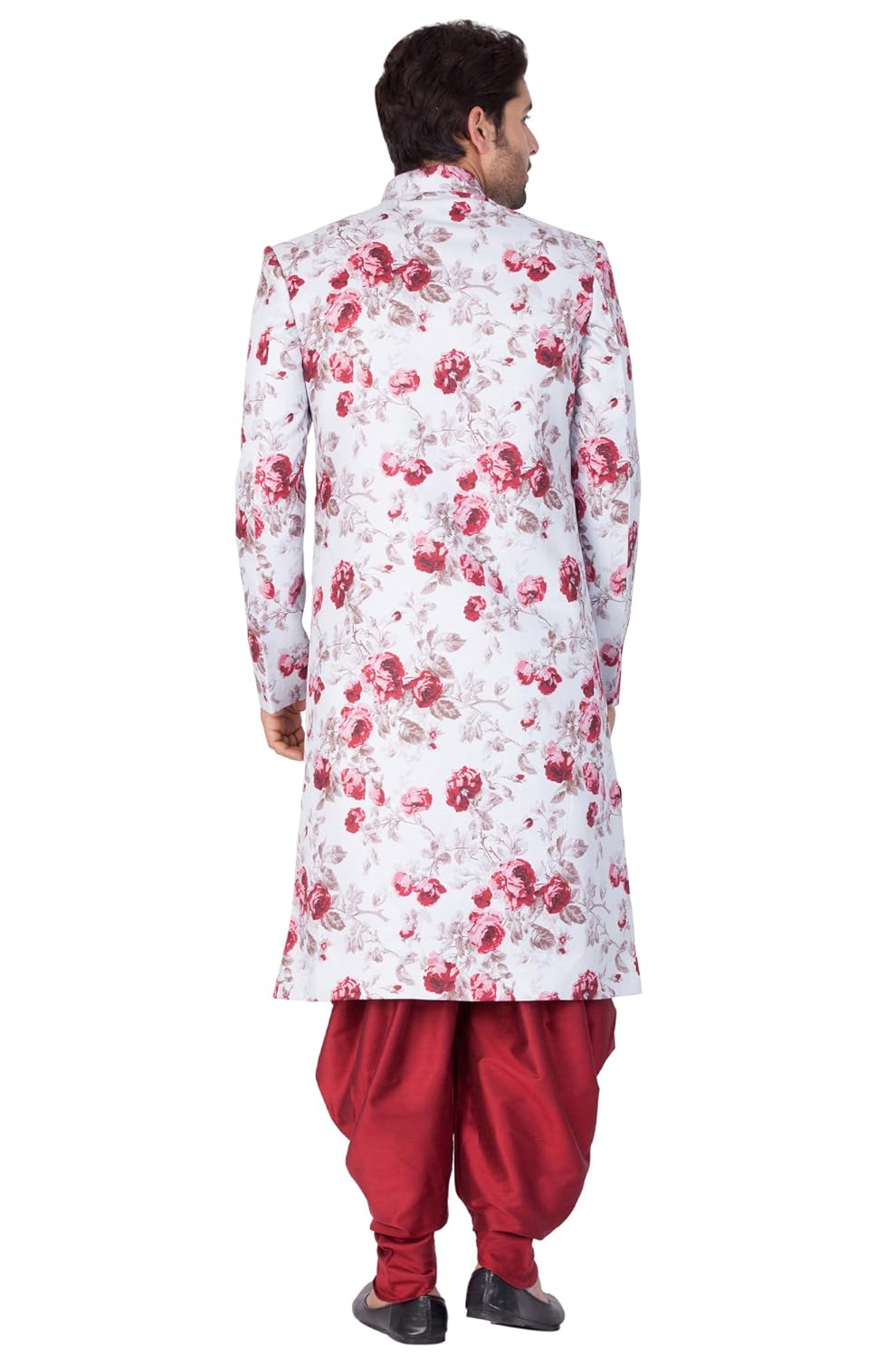 vastramay men cotton blend sherwani set (lavender grey_vasmsw014ncdma)