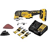 DEWALT 20V MAX XR Oscillating Multi-Tool Kit, Oscillating Tool Accessories, Cordless, 3-Speed, Quick Blade Change, Sand Paper, Blades, Battery and Charger Included (DCS356D1)