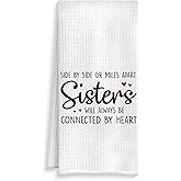 ROXMART Sister Gifts Kitchen Towels, Little Big Sisters Gifts Dish Tea Towels, Sister Gift for Birthday Christmas Decorative Hand Towel for Bathroom Kitchen, 16x24 Inch