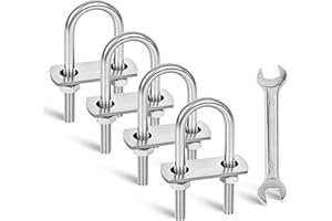SRZTXU 4 Sets M8 U-Bolts,u-Bolts 1" (25mm) Wide,304 Stainless Steel u-Bolts,with Nuts,Bolt Plate and washers (4, M8 x 25mm x 