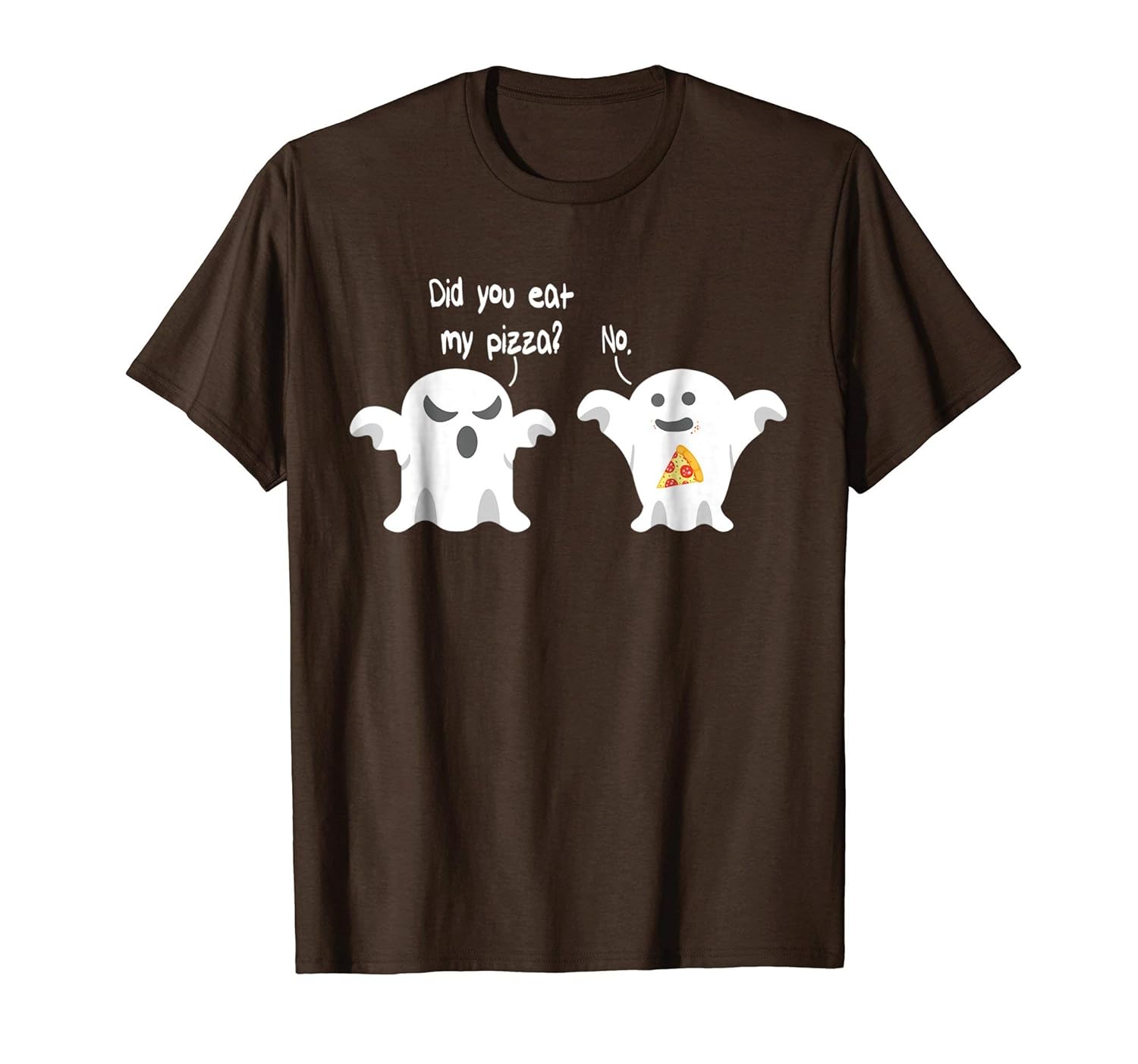 Funny Ghost Halloween Pizza T-Shirt-ANZ