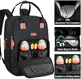 NUBILY Baby Changing Backpack Rucksack with Insulated Bottles Black 26L view 3