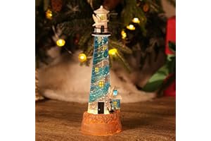 PESTILITE Lighthouse​ Snow Globe Christmas Decorations Coastal, 6H Timer Light Up Glitter Globe White Doves – 12" Ocean-Inspired Holiday Christmas Decorations Snow Globes for Home