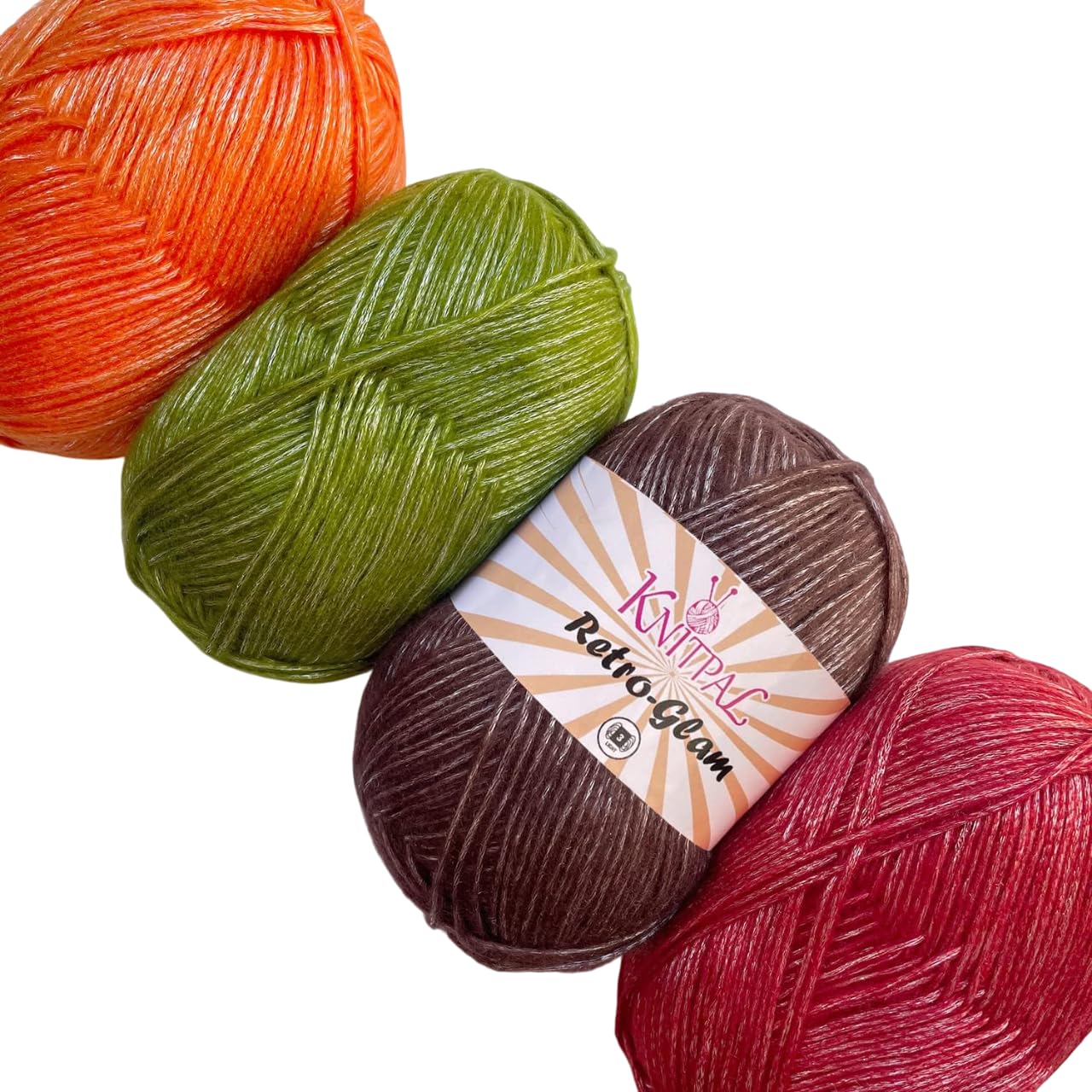 Retro-Glam Metallic Yarn, Super Soft & Shiny Acrylic for Knitting and Crocheting, Assorted Multi-Colour Set, Bulk Size 4 Skeins, 1172m/400g, #3 DK Weight/Light Worsted (Fall Pack)
