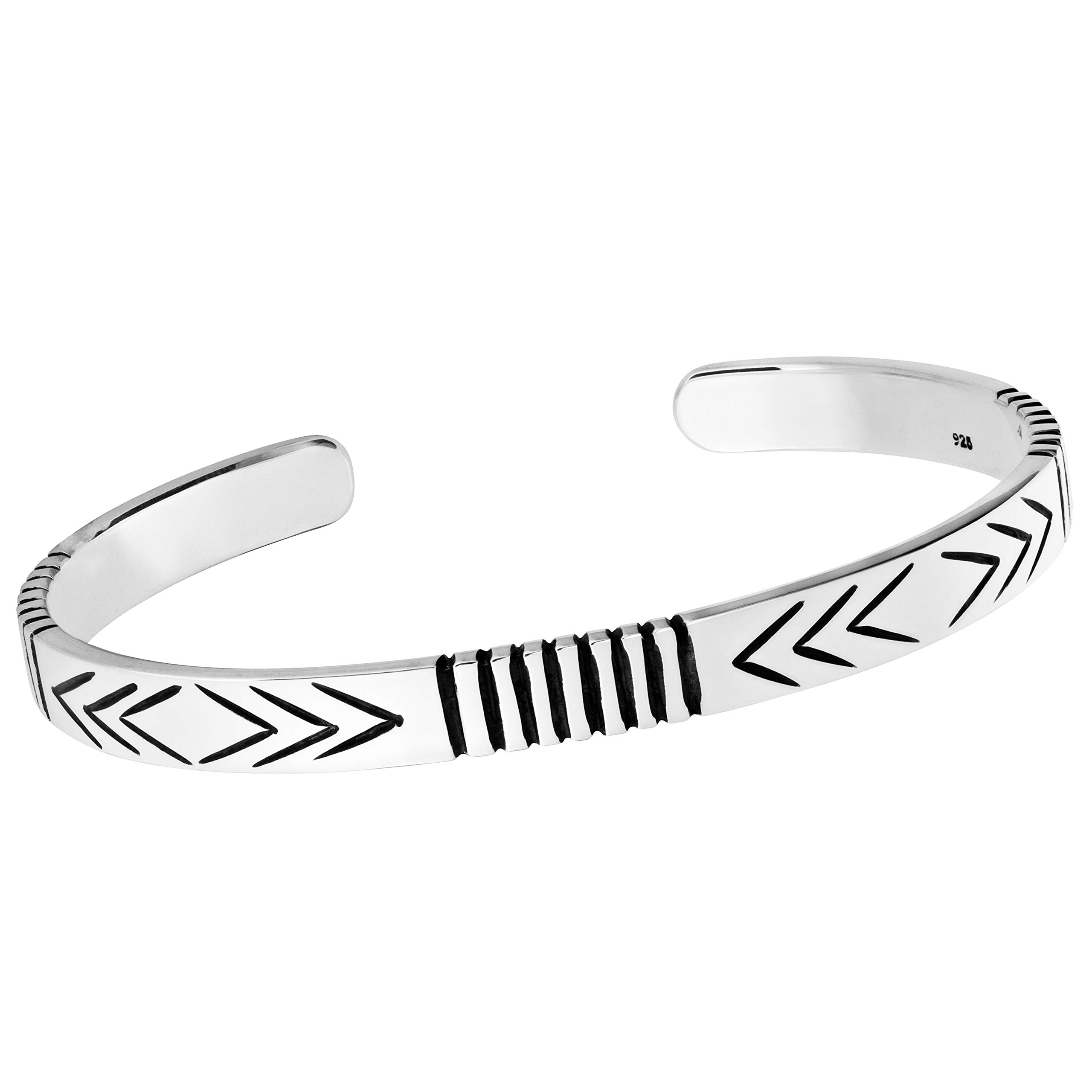 Treasure Bay Polished Solid 925 Sterling Silver Mens Bangle Bracelet
