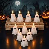 Jutom 10 Pcs Halloween Ghost Candles White Soy Wax Home Table,Classic | Spooky Ghost Decor, Soy Wax Candles for Halloween Table Centerpieces, Festive Halloween Atmosphere