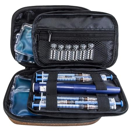 Insulin-Kühltasche – Diabetiker Organizer – tragbare medizinische Reise-Kühltasche + 4 Kühlakkus