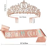 Leixi Birthday Queen Sash & Rhinestone Tiara Set Rose Gold view 2