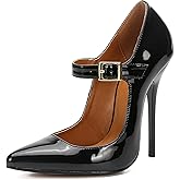 MAIERNISI JESSI Unisex Men's Women's Pointed Toe Stiletto High Heel Buckle up Pumps