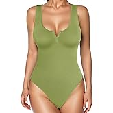 Popilush Bodysuits for Women Tummy Control Henley Going Out Outfits Shirts Body Suits Thong Button Down Tank Tops