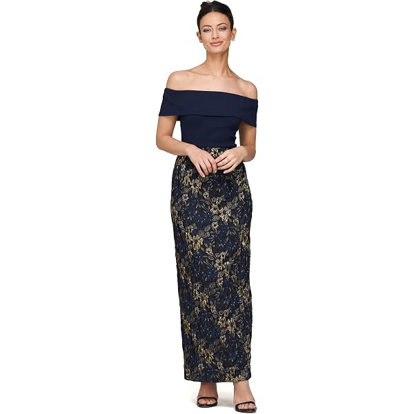 sachin and babi light blue dress JS Collections Crew Neck Short Sleeve Popover Zipper Back Embroidered Mesh  Dress