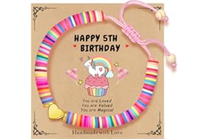 TOLOWOBK 3 4 5 6 7 8 9 10-15 Year Old Girl Birthday Gifts Beaded Bracelets with Happy Birthday Card as Birthday Gift Ideas Heart Bracelets for Girls Kids Toddler Daughter Granddaughter Niece Sister